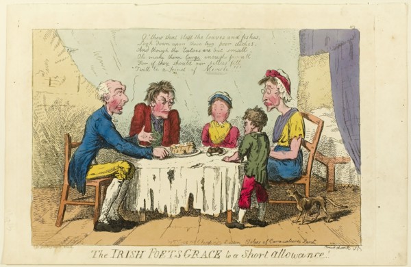Irish Poets Grace to Short Allowance!, 1805-1810. Creator: Isaac Cruikshank.