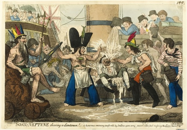 Sons of Neptune Shaving a Landsman!, published March 4, 1817. Creator: Isaac Robert Cruikshank.
