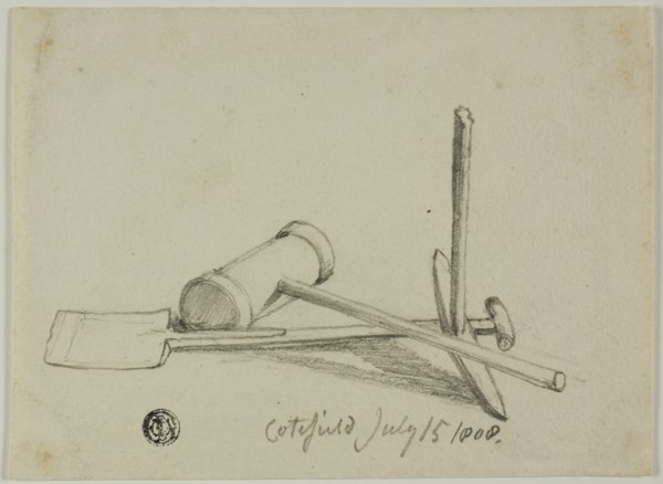Mallet, Pick and Shovel, 1808/47. Creator: Joshua Cristall.