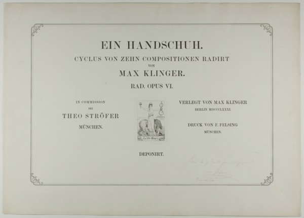 Cover to A Glove, 1881. Creator: Max Klinger.