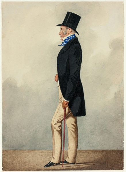 Portrait of Man in Black Coat and Blue and White Cravat, 1835/40. Creator: Richard Dighton.