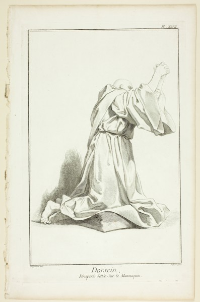 Design: Drapery Arranged On a Model, from Encyclopédie, 1762/77. Creator: A. J. Defehrt.