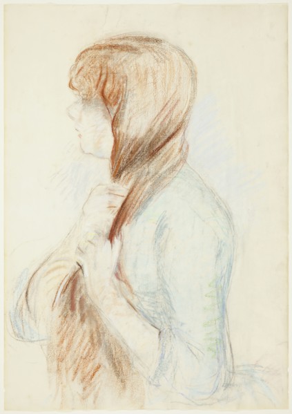 Girl Plaiting her Hair (La Natte), 1894. Creator: Berthe Morisot.