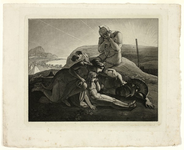 Tecmessa, Her Son and Teucer Lamenting the Dead Ajax, 1809. Creator: Carl Russ.