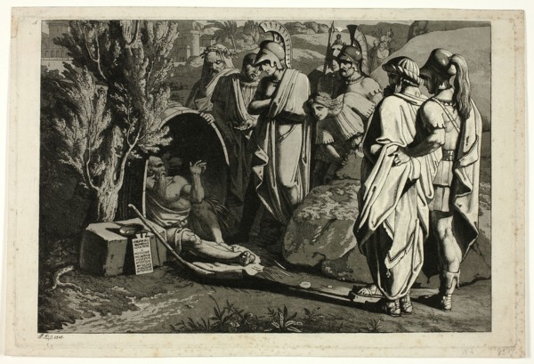 Diogenes in His Tub with Alexander and His Generals, 1810. Creator: Carl Russ.