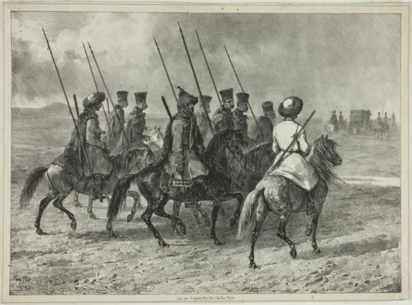 Cossack Escort to the Border of Kuban, Taman (Central Russia), October 11, 1837, 1838. Creator: Auguste Raffet.