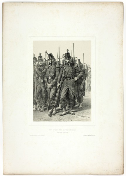 Ready to leave for the Eternal City, from Souvenirs d’Italie: Expédition de Rome, 1850. Creator: Auguste Raffet.