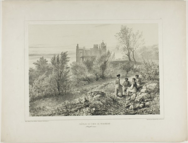 The Château of Count Woronzoff, Aloupka, Crimea, August 12, 1837, 1840. Creator: Auguste Raffet.