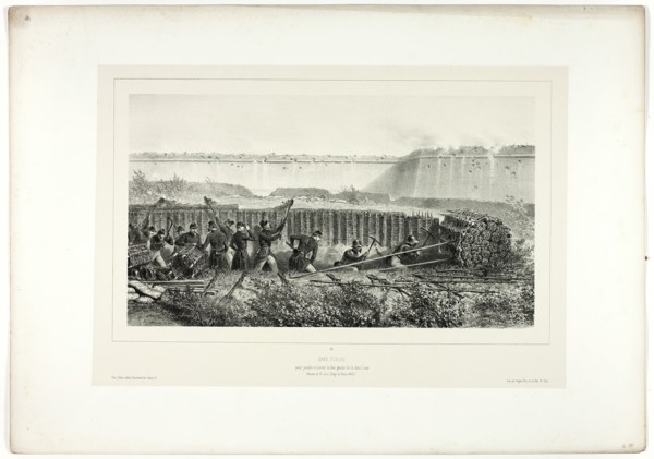 Sapping in full swing, from Souvenirs d’Italie: Expédition de Rome, 1858. Creator: Auguste Raffet.