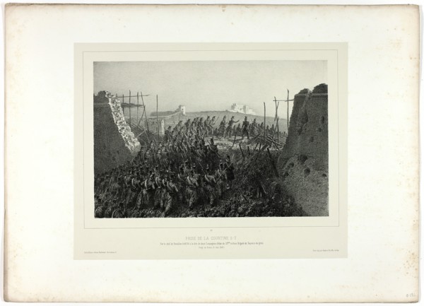 Capture of the Courtine 6-7, from Souvenirs d’Italie: Expédition de Rome, 1859. Creator: Auguste Raffet.