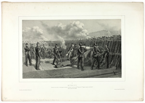 Battery no.9, from Souvenirs d’Italie: Expédition de Rome, 1859. Creator: Auguste Raffet.