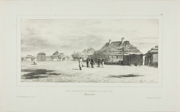Courtyard of the Quarantine General, Skoulani, Bessarabia, 1839. Creator: Auguste Raffet.