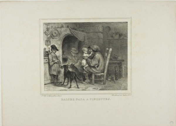 Kiss papa with pinches, 1833. Creator: Auguste Raffet.