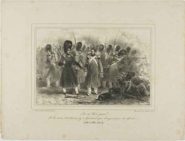 Je n'tire pas! Si la cause était bonne, y n'faudrait pas d'argent pour la défendre. 28 Jui..., 1831. Creator: Auguste Raffet.