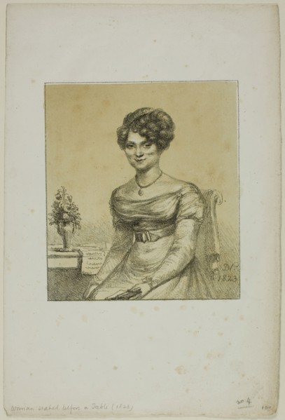 Woman Seated before a Table, 1823. Creator: Vivant Denon.