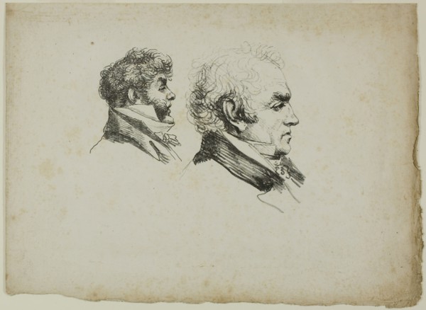Profile Portrait of the Printers Brunet and Lasteyrie, 1816. Creator: Vivant Denon.