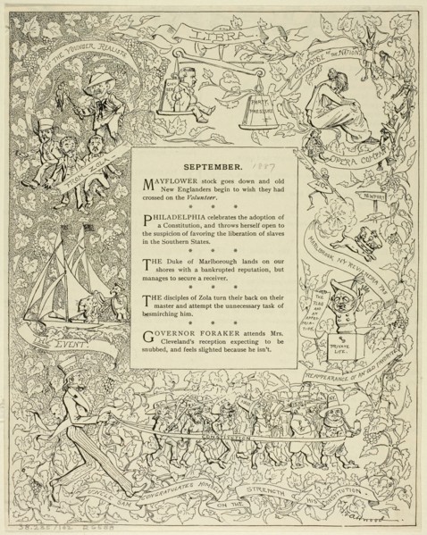 September, from Life, 1887. Creator: F. G. Atwood.