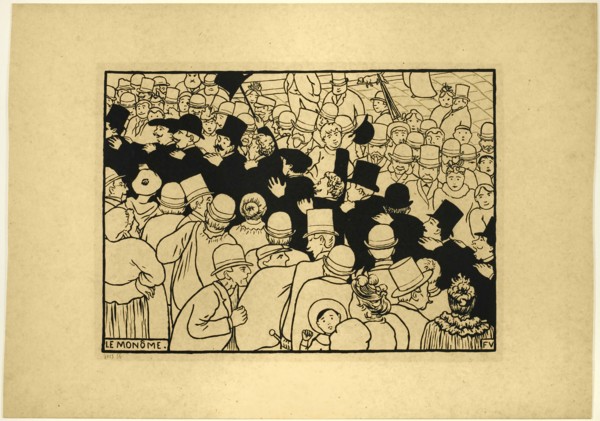 Parading through the Streets in Single File, 1893. Creator: Félix Vallotton.