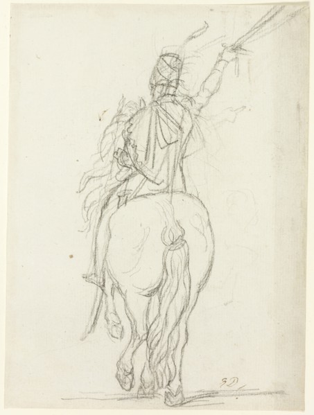 Mounted Officer from the Back, c. 1810. Creator: Jacques-Louis David.