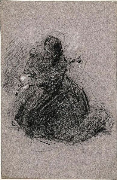 Saint Francis (recto); Two Figures (verso), 1847/75. Creator: Jean-Baptiste Carpeaux.