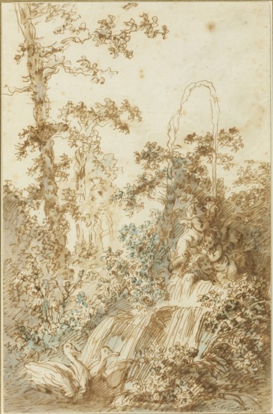 Capriccio with Fountain and Frolicking Swans, 1772. Creator: Jean Baptiste Marie Huet.