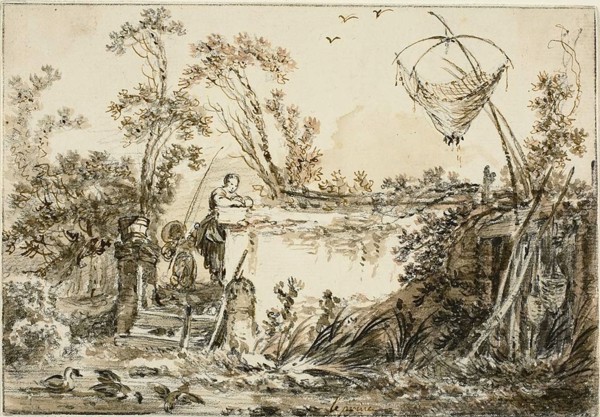 Study for the Frontispiece, for Varie Vedute del Gentile, c. 1755. Creator: Jean Baptiste Le Prince.