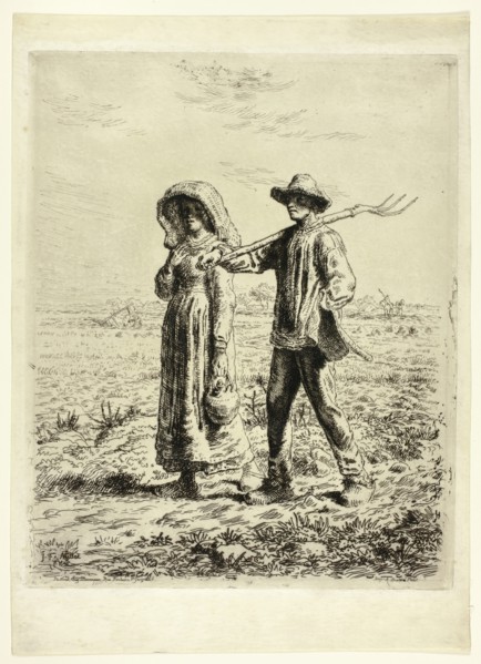 Peasants Going to Work, 1863. Creator: Jean Francois Millet.