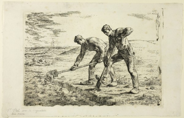 Two Men Digging, 1855–56. Creator: Jean Francois Millet.