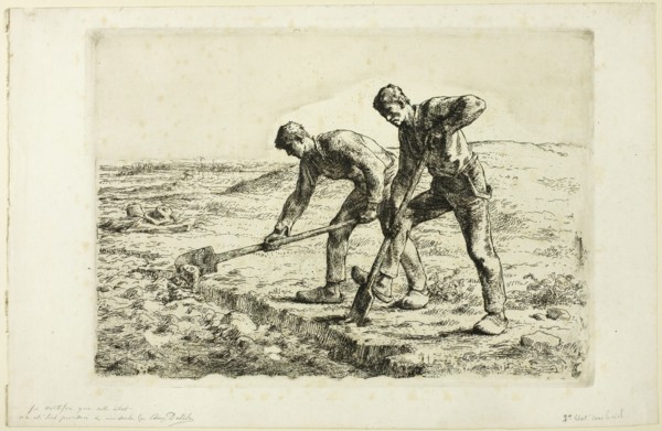 Two Men Digging, 1855–56. Creator: Jean Francois Millet.