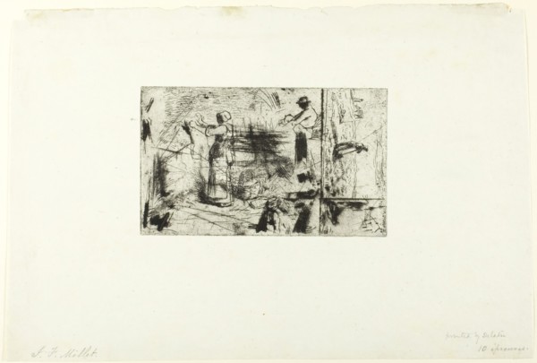 Sketches of Three Subjects, c. 1855. Creator: Jean Francois Millet.