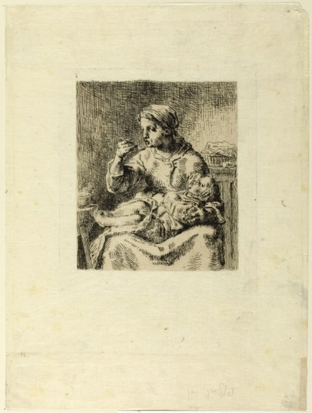 Woman Feeding Her Child, 1861. Creator: Jean Francois Millet.