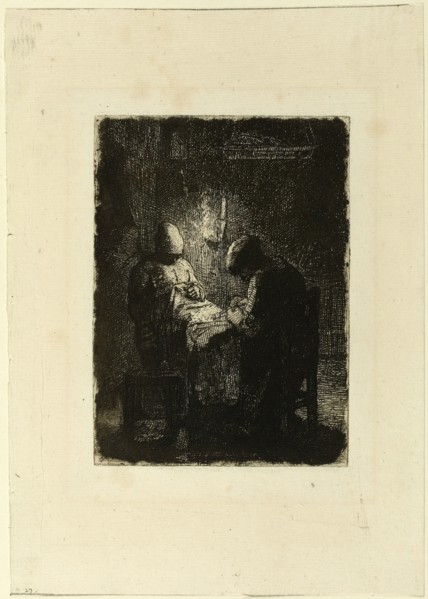 The Vigil, 1856. Creator: Jean Francois Millet.