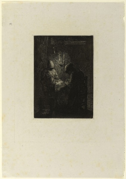 The Vigil, 1856. Creator: Jean Francois Millet.