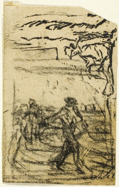 Sketches, Fragment: Peasant Seated at the Foot of a Tree, after 1863. Creator: Jean Francois Millet.