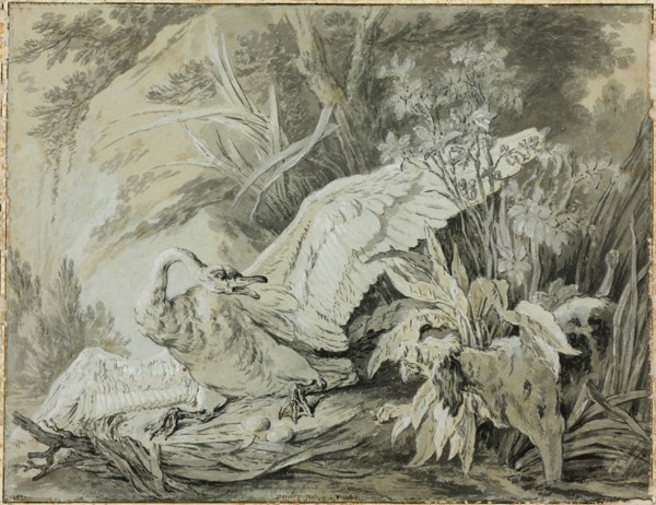 A Wild Swan Attacked by a Dog, c. 1740. Creator: Jean-Baptiste Oudry.