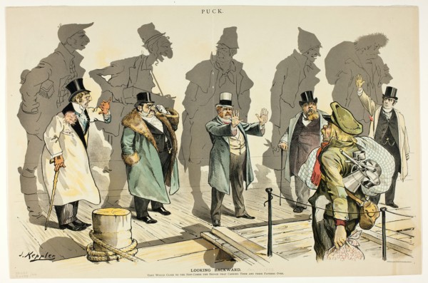 Looking Backward, from Puck, n.d. Creator: Joseph Keppler.