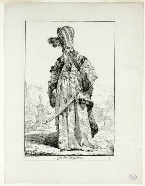 Aga des Janissaires, plate one from Caravanne du Sultan à la Mecque, 1748. Creator: Joseph-Marie Vien the Elder.