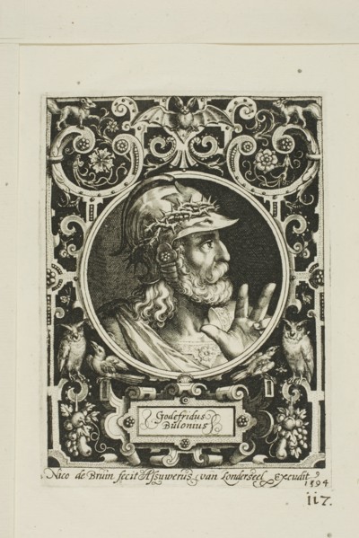 Godfrey of Bouillon, plate nine from The Nine Worthies, 1594. Creator: Nicolaes de Bruyn.