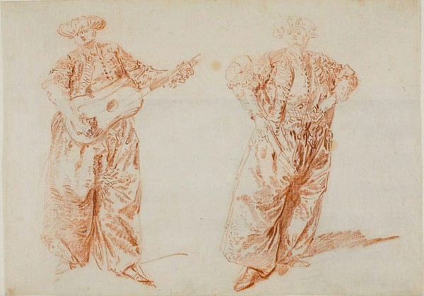 Two Studies of a Guitar Player in Turkish Costume, c. 1728. Creator: Nicolas Lancret.
