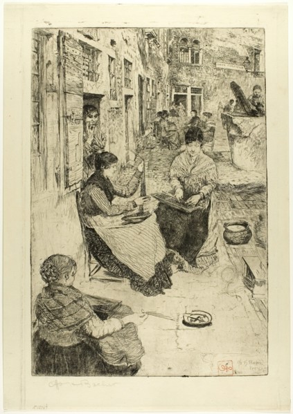Bead Stringers, 1882. Creator: Otto Henry Bacher.