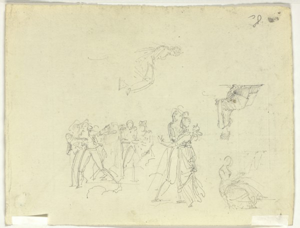 Sheet of Sketches: Crowd and Individual Figures, n.d. Creator: Pierre Antoine Mongin.