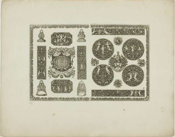 Plate Five, from Book of Ornament, 1704. Creator: Simon Gribelin.
