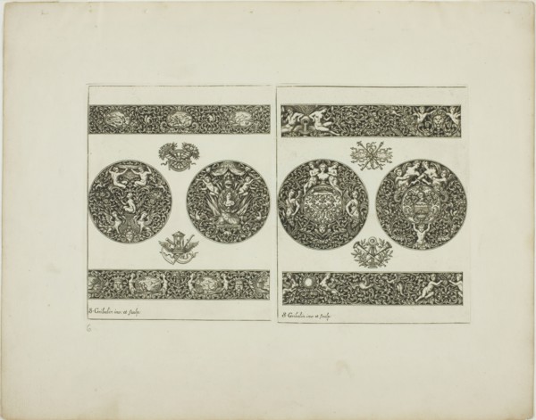 Plate Six, from Book of Ornament, 1704. Creator: Simon Gribelin.