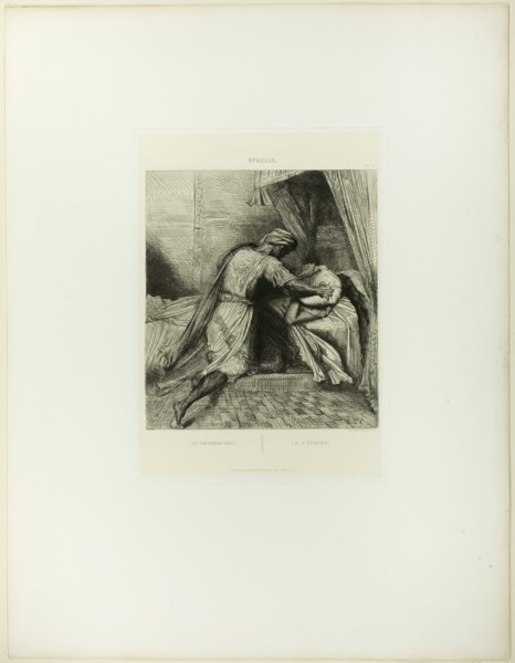 He Smothers Her, plate thirteen from Othello, 1844. Creator: Theodore Chasseriau.