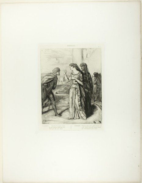 Therefore be Merry, Cassio, plate six from Othello, 1844. Creator: Theodore Chasseriau.