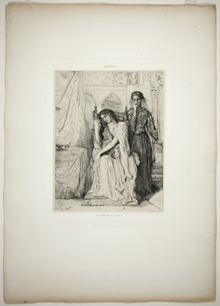 The Willow Song, plate nine from Othello, 1844. Creator: Theodore Chasseriau.