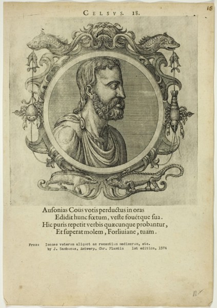 Portrait of Celsus, published 1574. Creators: Unknown, Johannes Sambucus.