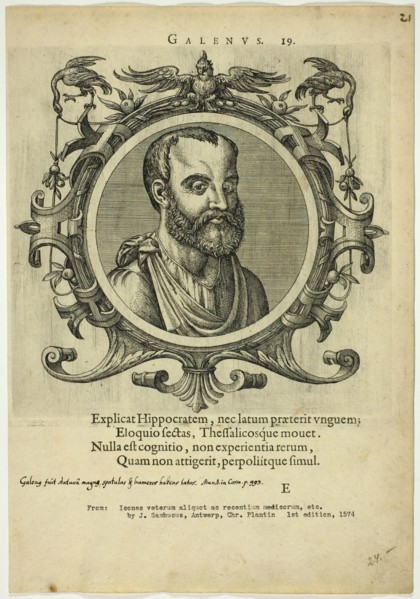 Portrait of Galenus, published 1574. Creators: Unknown, Johannes Sambucus.
