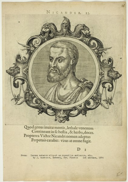 Portrait of Nicander, published 1574. Creators: Unknown, Johannes Sambucus.