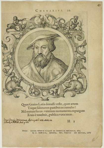 Portrait of Cornarius, published 1574. Creators: Unknown, Johannes Sambucus.
